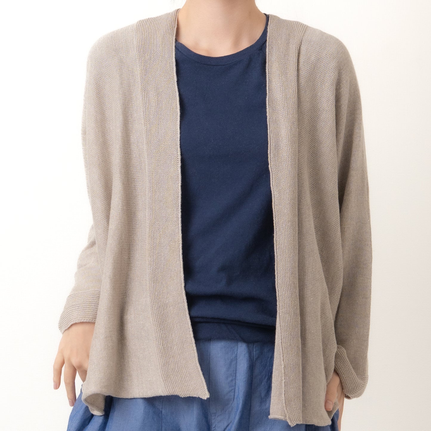 SO [　　]｜横編みリネンカーディガン｜日本製 麻100% ポンチョ風 レディース