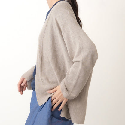 SO [　　]｜横編みリネンカーディガン｜日本製 麻100% ポンチョ風 レディース