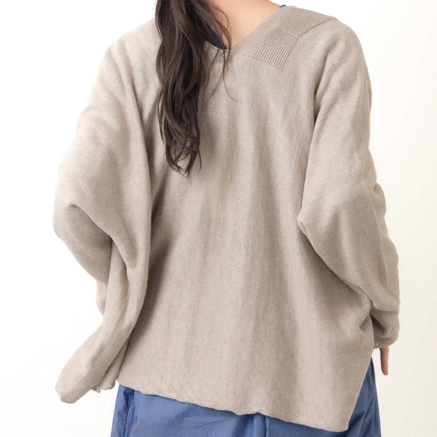 SO [　　]｜横編みリネンカーディガン｜日本製 麻100% ポンチョ風 レディース