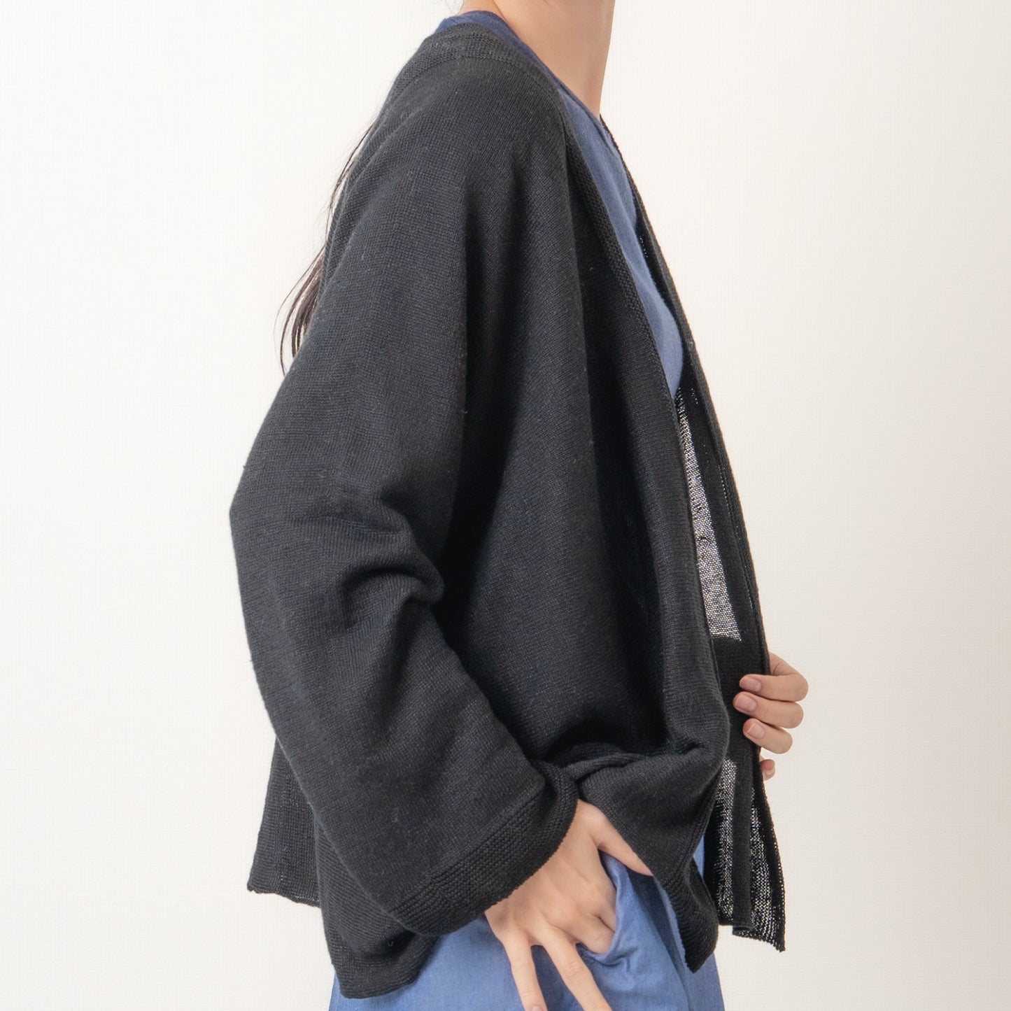 SO [　　]｜横編みリネンカーディガン｜日本製 麻100% ポンチョ風 レディース