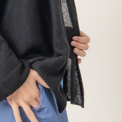 SO [　　]｜横編みリネンカーディガン｜日本製 麻100% ポンチョ風 レディース