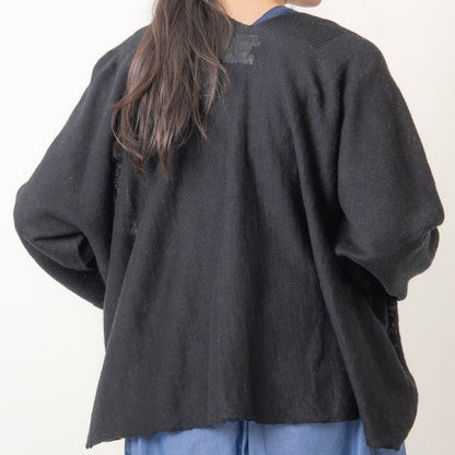 SO [　　]｜横編みリネンカーディガン｜日本製 麻100% ポンチョ風 レディース
