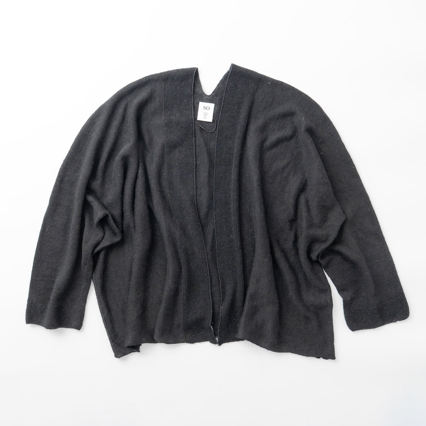 SO [　　]｜横編みリネンカーディガン｜日本製 麻100% ポンチョ風 レディース