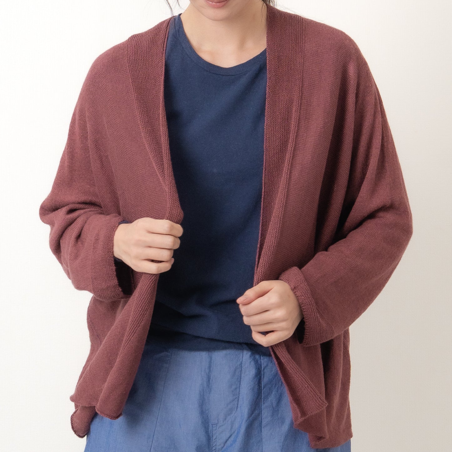 SO [　　]｜横編みリネンカーディガン｜日本製 麻100% ポンチョ風 レディース