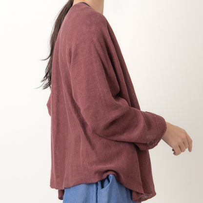 SO [　　]｜横編みリネンカーディガン｜日本製 麻100% ポンチョ風 レディース