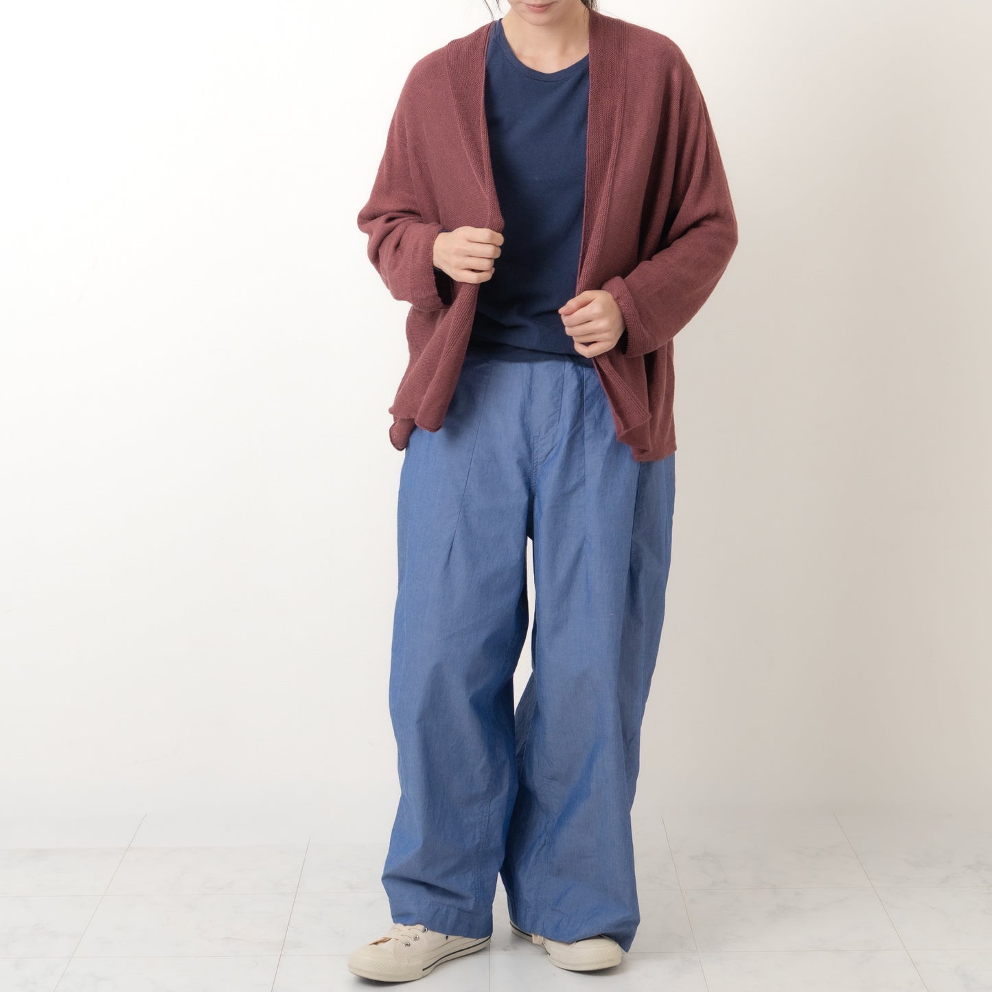 SO [　　]｜横編みリネンカーディガン｜日本製 麻100% ポンチョ風 レディース