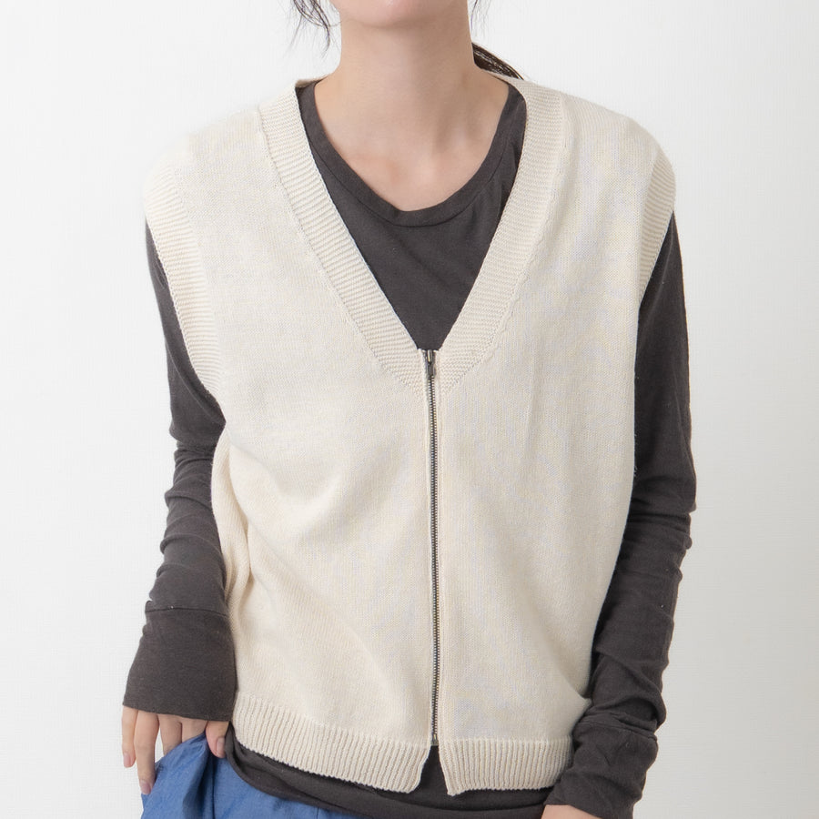 SO [　　]｜ヘンプ Vネックジップベスト｜日本製 3本取り サステナブル レディース