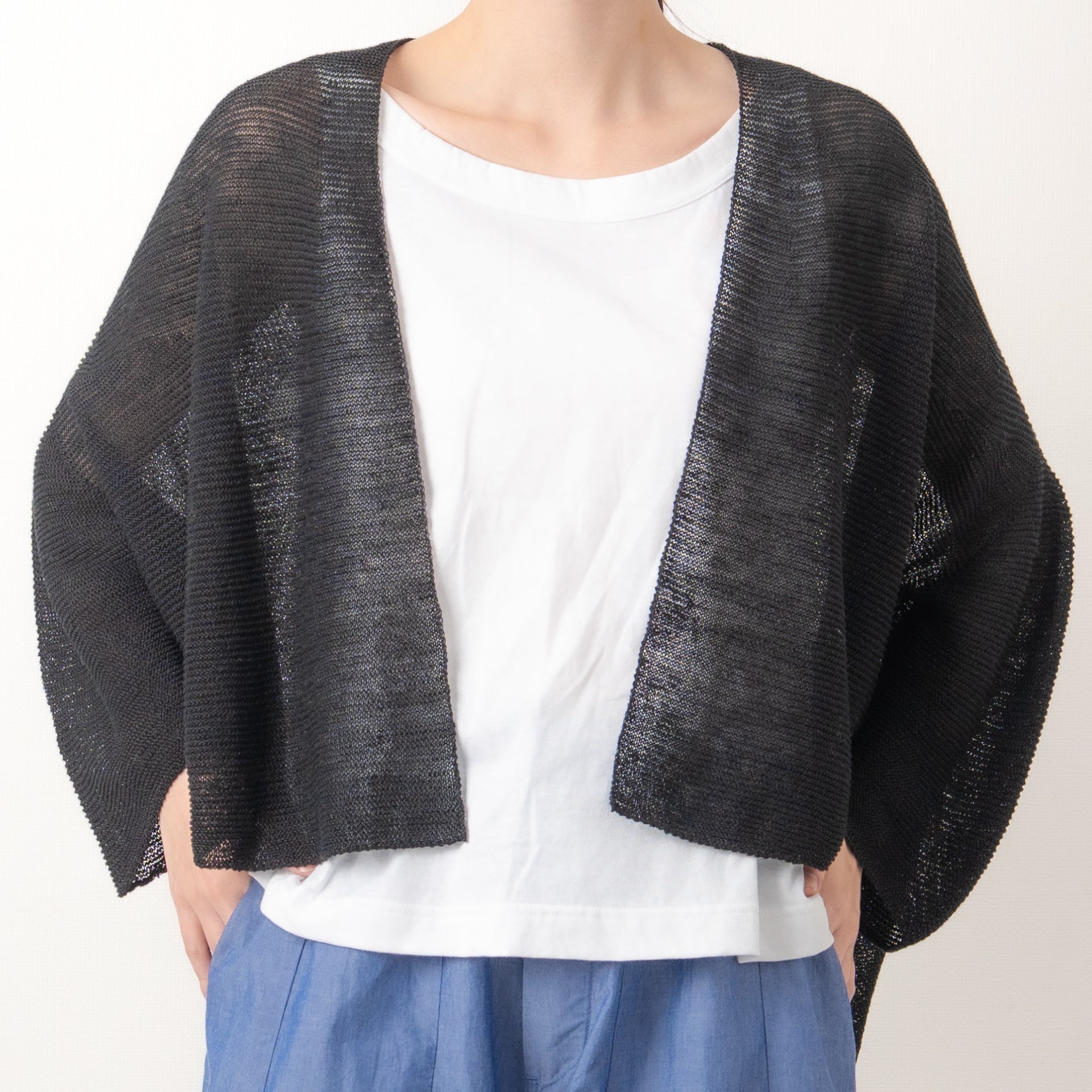 SO [　　]｜ノルマンディーリネン 変形カーディガン｜日本製 麻100% ドレープ レディース